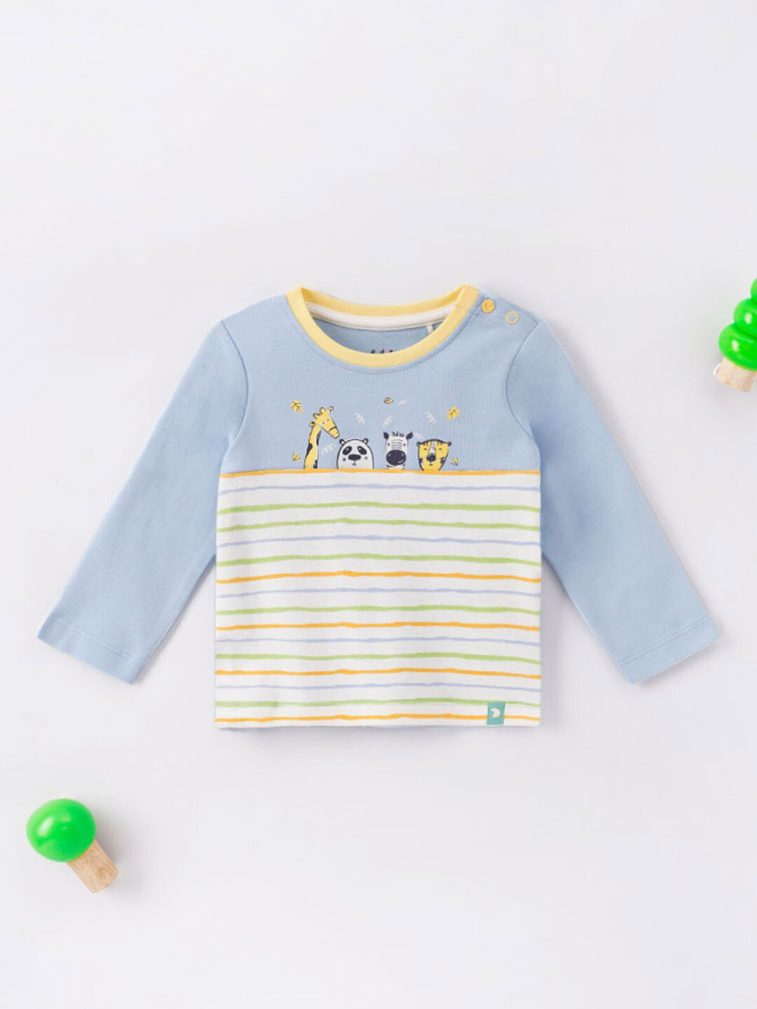 

Ed-a-Mamma Baby Infant Boys Striped Long Sleeves Cotton T-shirt, Blue