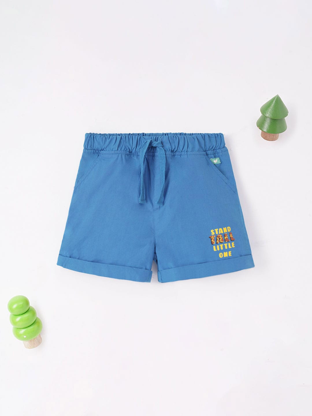 

Ed-a-Mamma Baby Boys Cotton Regular Fit Sustainable Mid-Rise Shorts, Turquoise blue