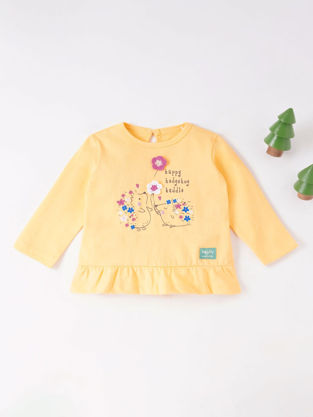 

Ed-a-Mamma Baby Girls Graphic Printed Cotton T-shirt, Yellow