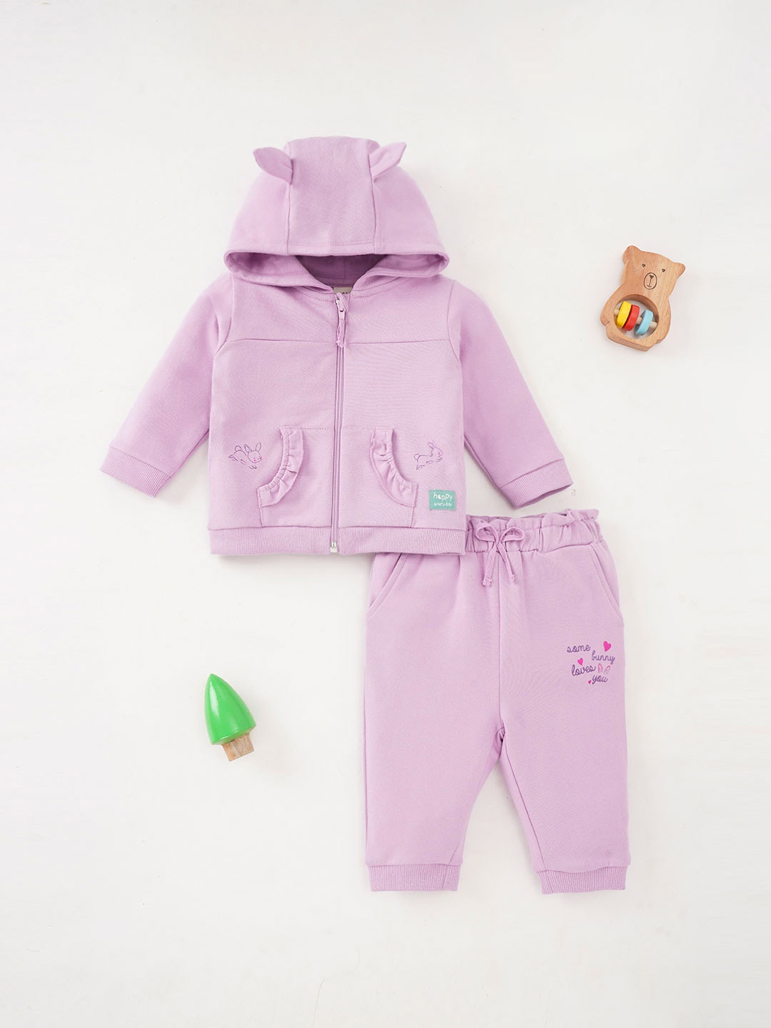 

Ed-a-Mamma Baby Infants Girls Printed Pure Cotton T-shirt with Trousers, Lavender