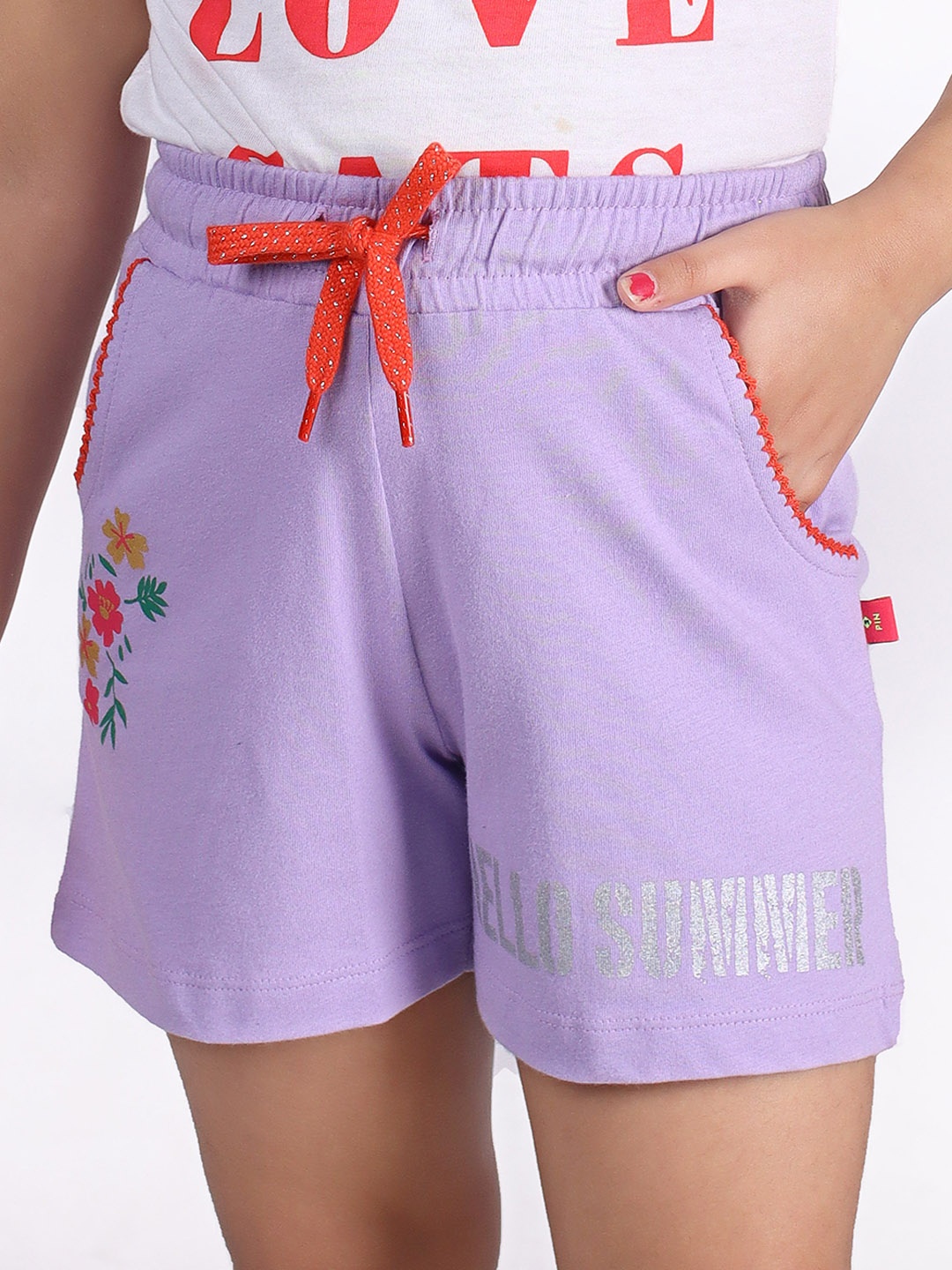 

3PIN Girls Printed Mid-Rise Cotton Shorts, Lavender