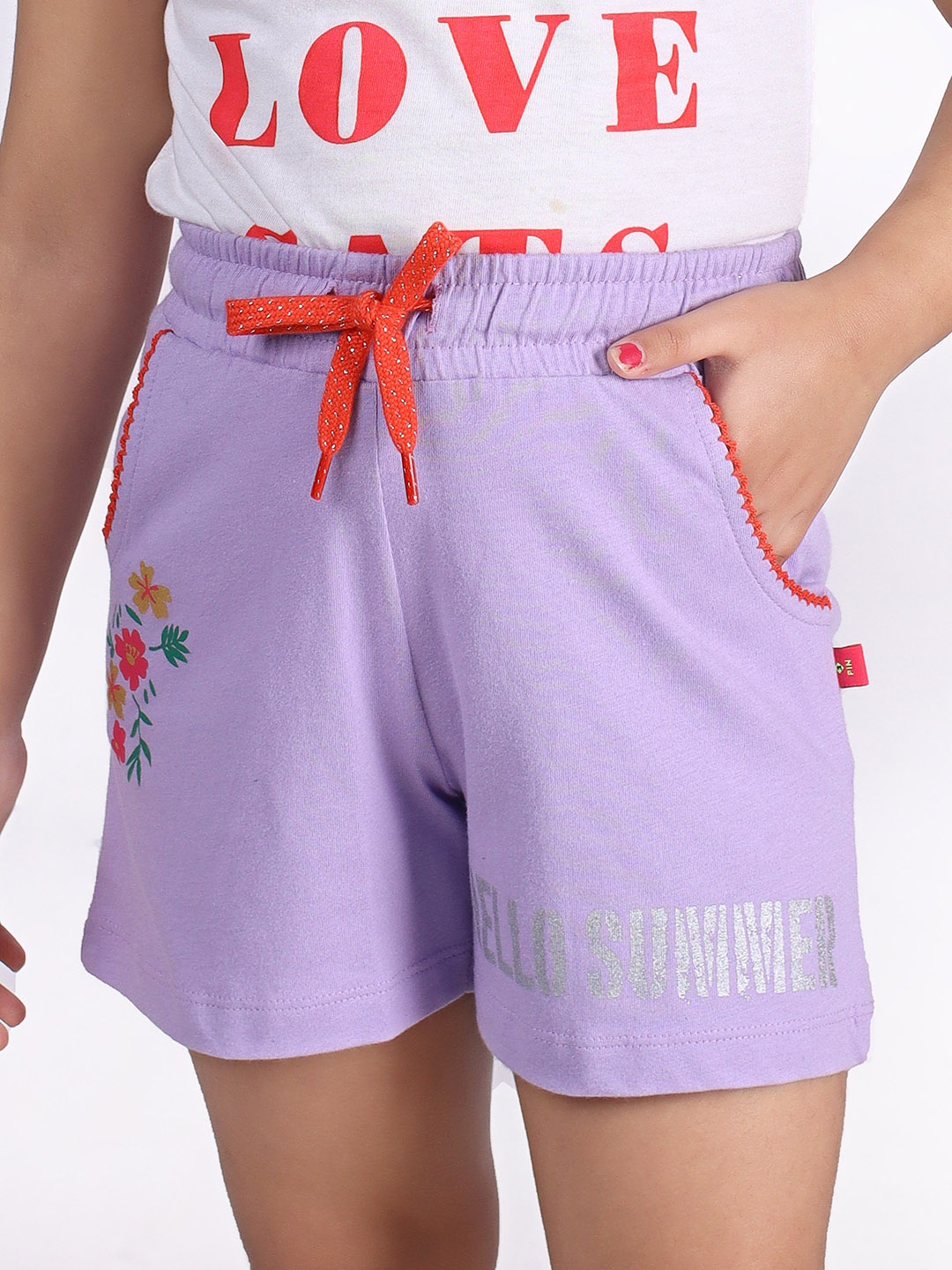 

3PIN Girls Printed Mid-Rise Cotton Shorts, Lavender