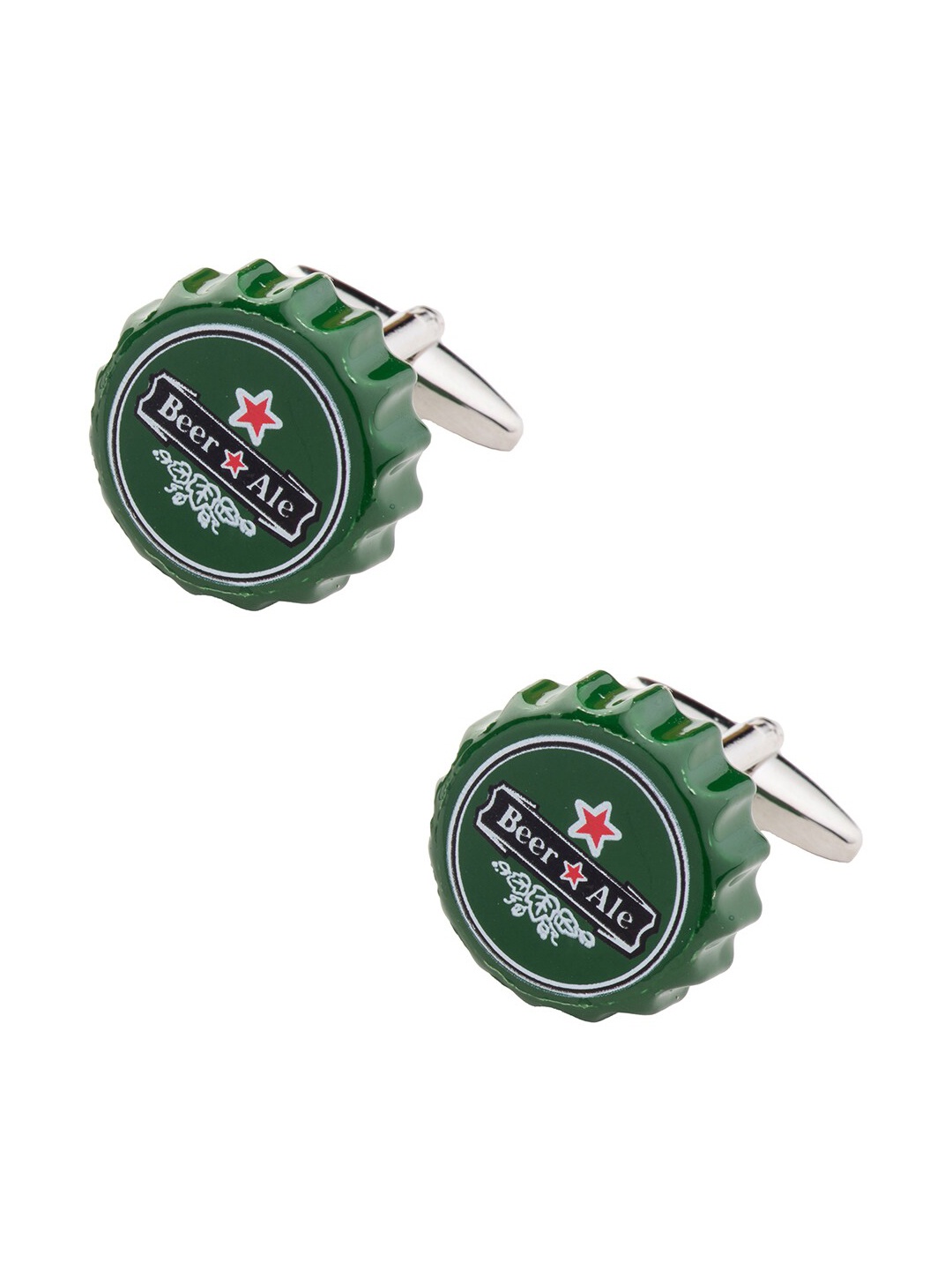 

The Tie Hub Silver-Plated Bottle Cap Cufflink, Green