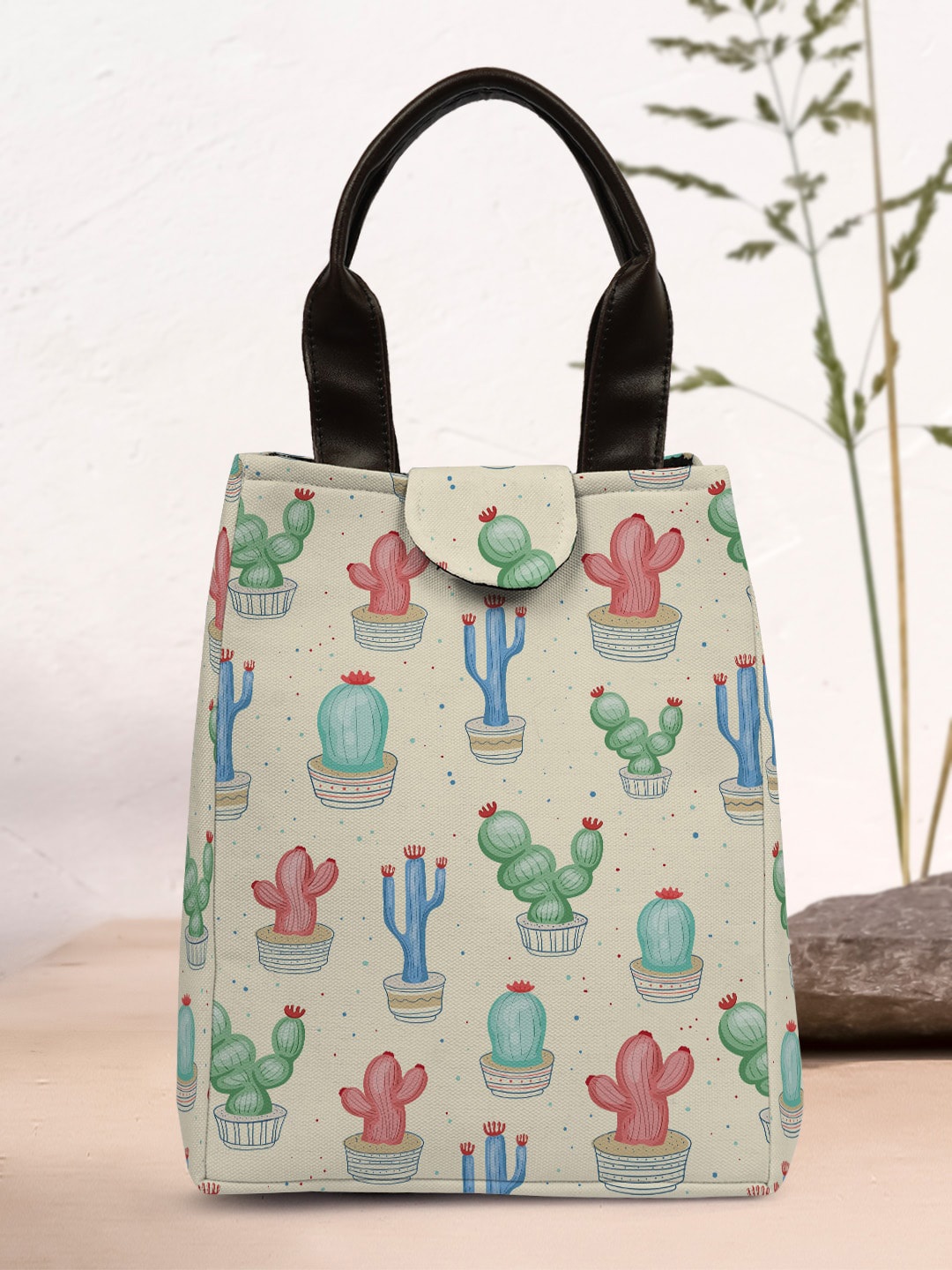 

Crazy Corner Printed Canvas Lunch Bag, Beige