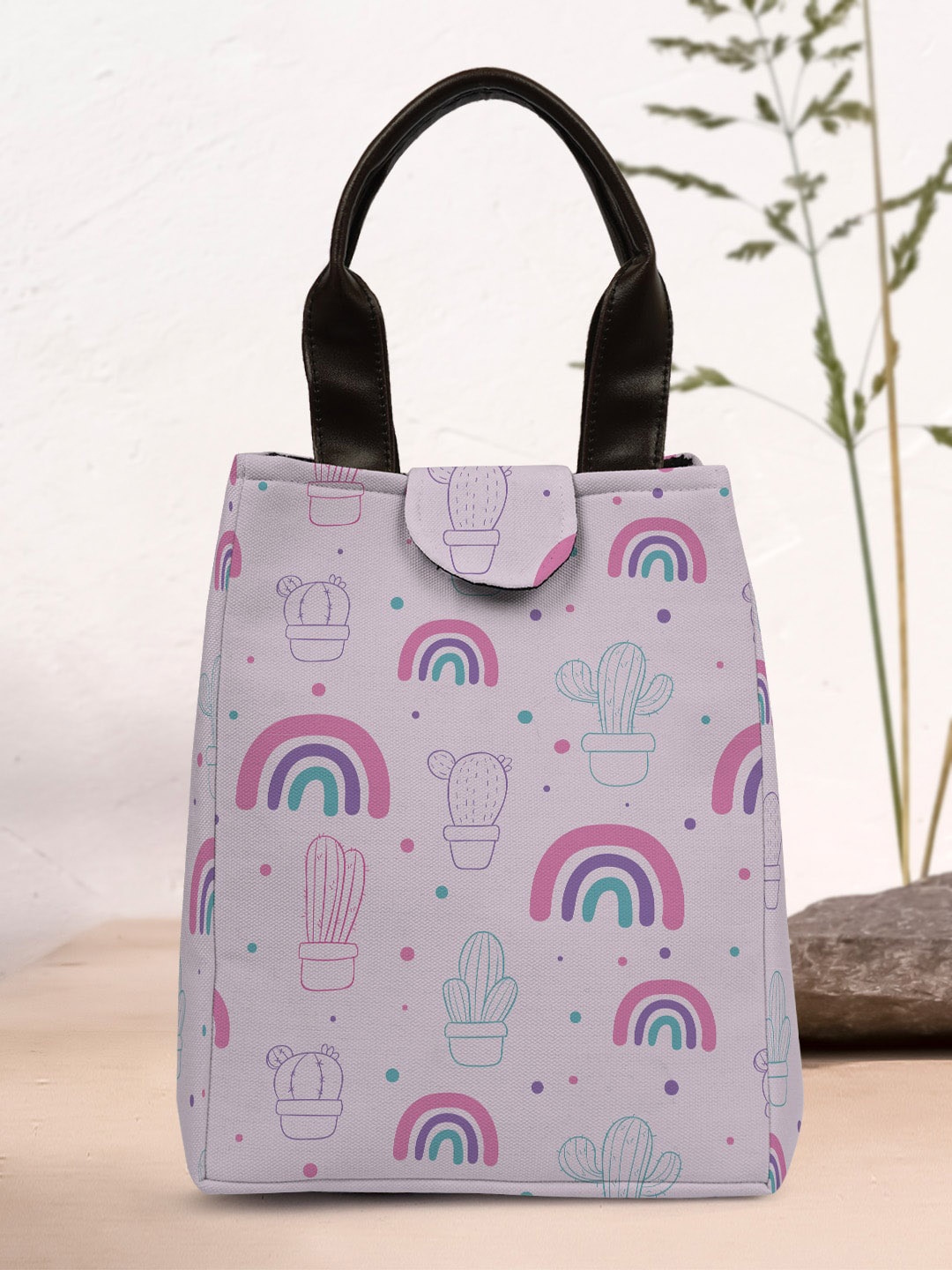 

Crazy Corner Printed Lunch Bag, Purple