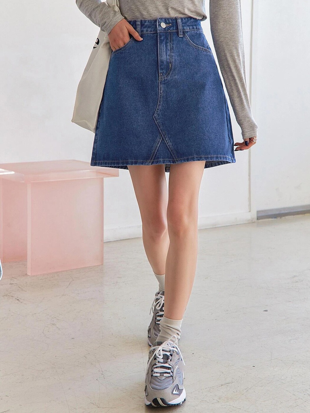 

Kotty Denim A-Line Mini A-Line Skirt, Blue