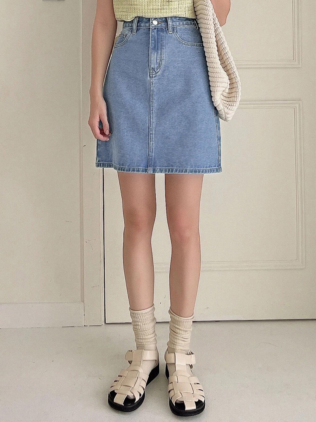 

Kotty A-Line Denim Skirt, Blue