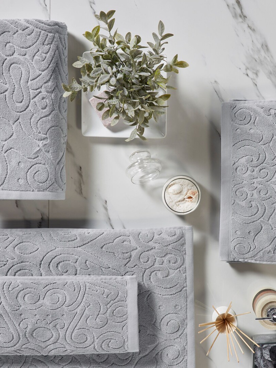 

HOUMN Grey 2 Pieces Textured Daydream Hand Towels