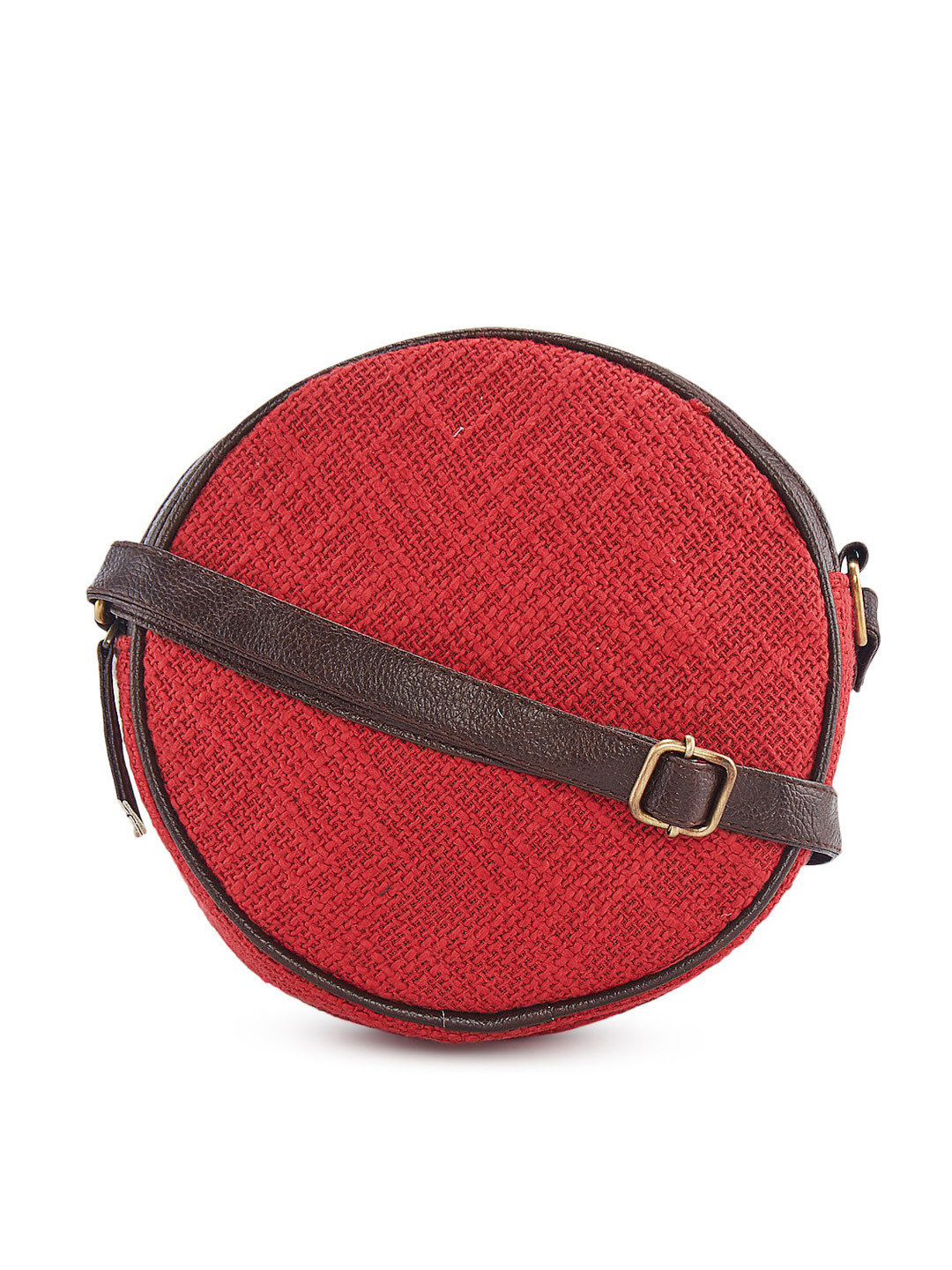 

NEPRI Women Textured Pure Cotton Sling Bag, Red