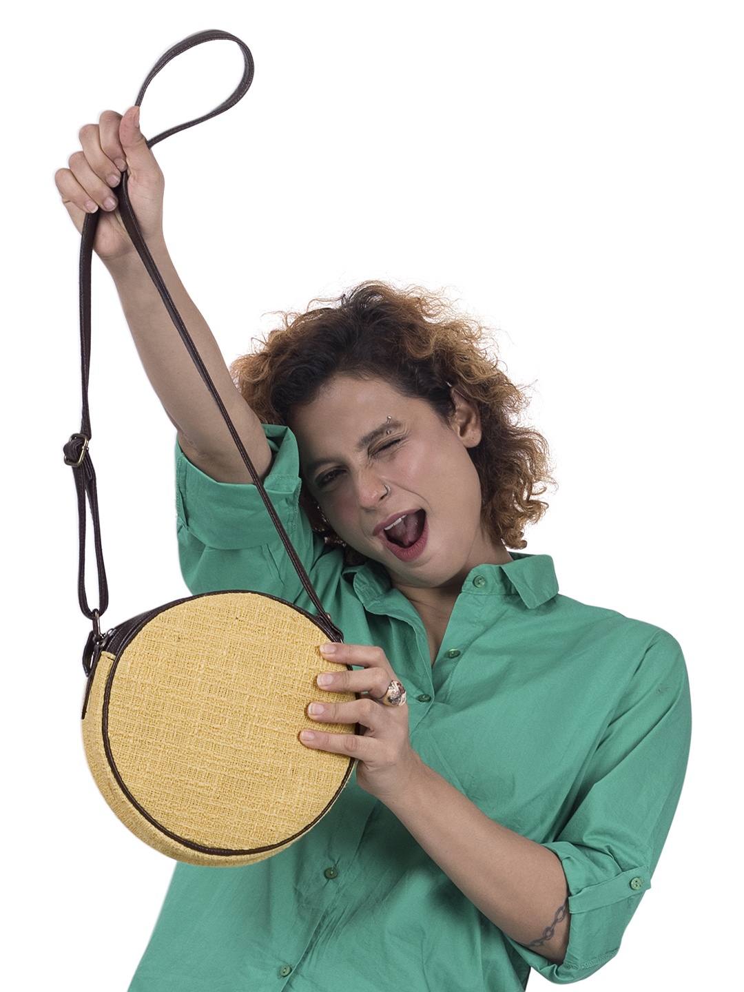 

NEPRI Women Textured Sling Bag, Yellow