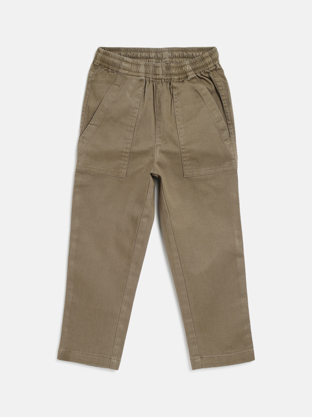 

Campana Boys Mid-Rise Cotton Plain Trousers, Olive