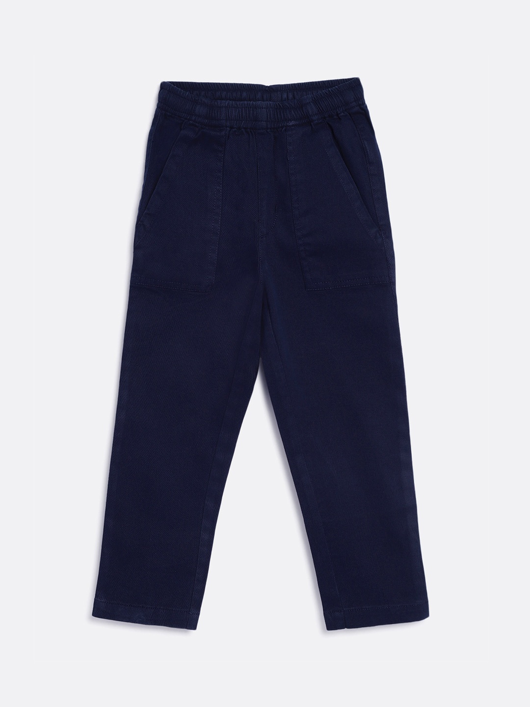 

Campana Boys Mid-Rise Plain Cotton Trousers, Navy blue