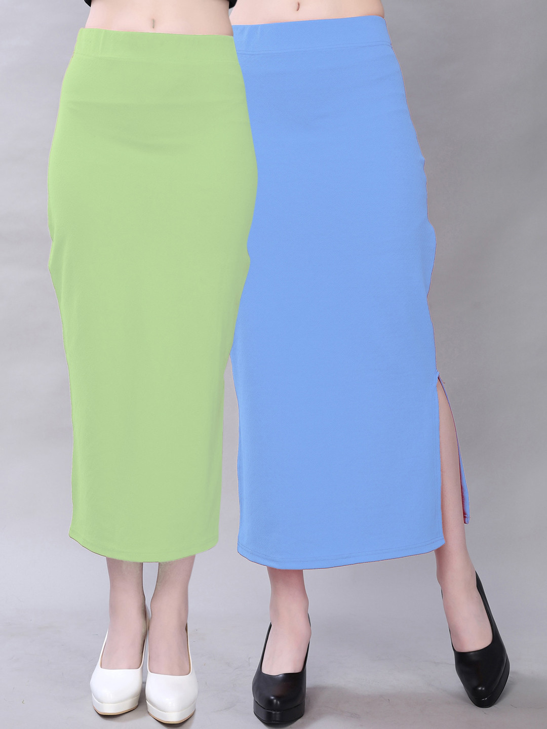 

Selvia Pack Of 2 Side Hem Slit Saree Shapewear, Blue