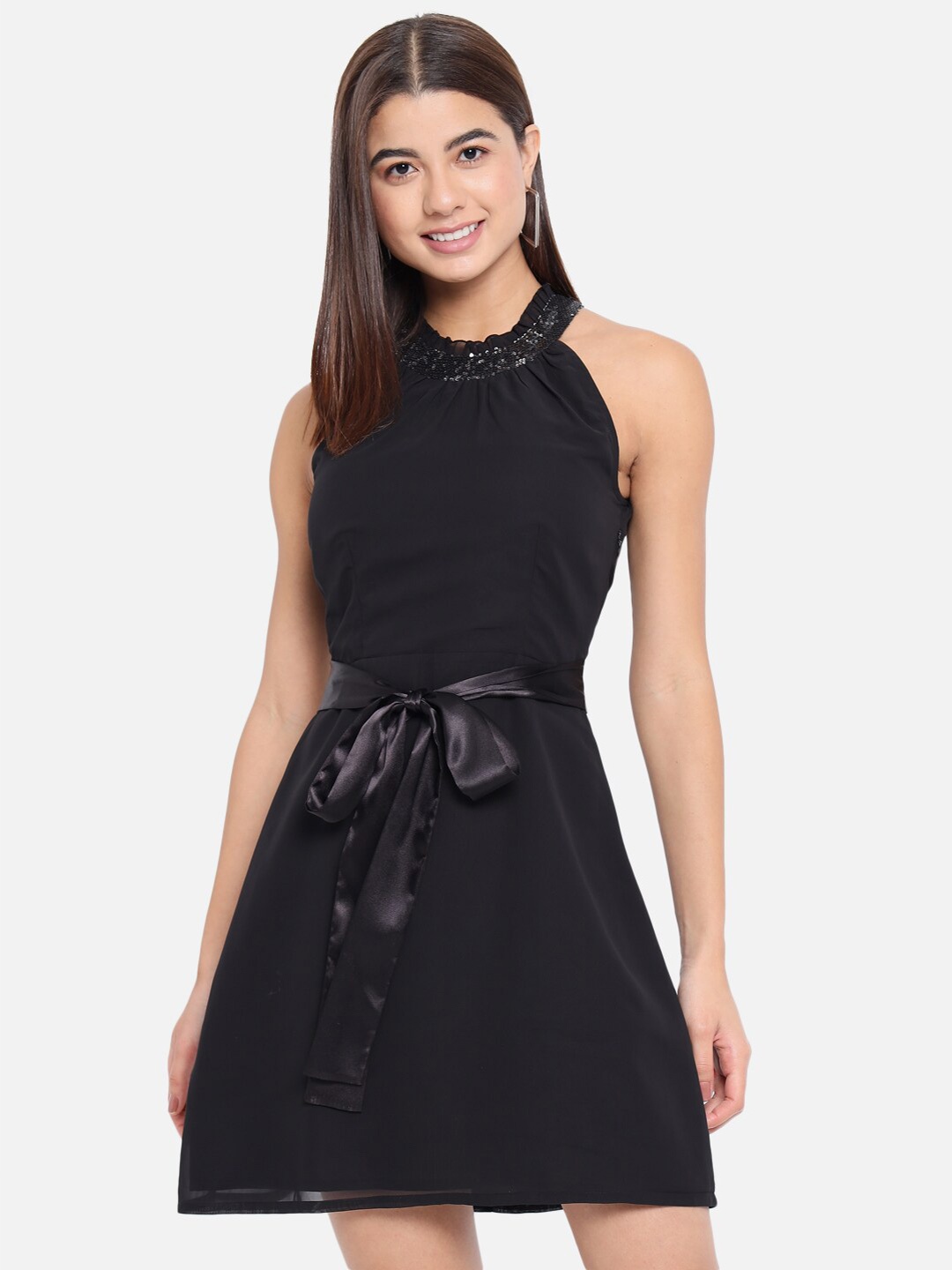 

ALL WAYS YOU Crepe Fit & Flare Mini Dress, Black