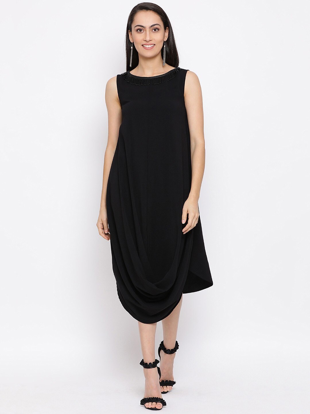 

ALL WAYS YOU Embellished Sleeveless A-Line Midi Dress, Black