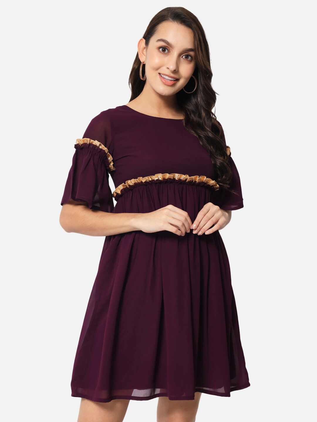 

ALL WAYS YOU Georgette Empire Dress, Purple