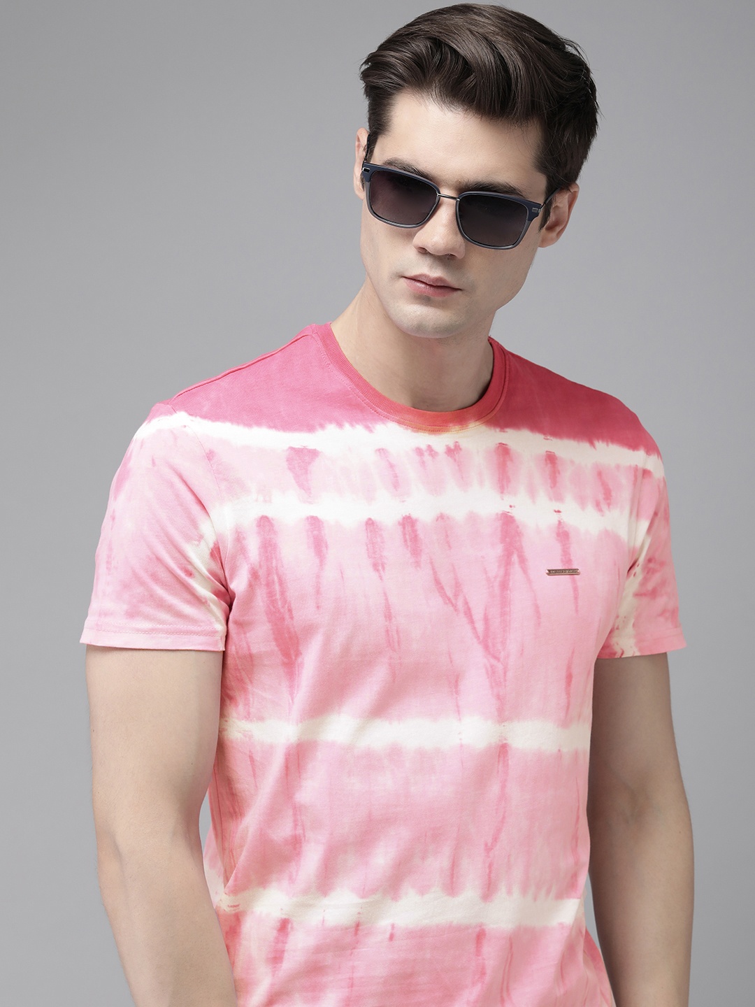 

THE BEAR HOUSE Pure Cotton Dyed Slim Fit T-shirt, Pink