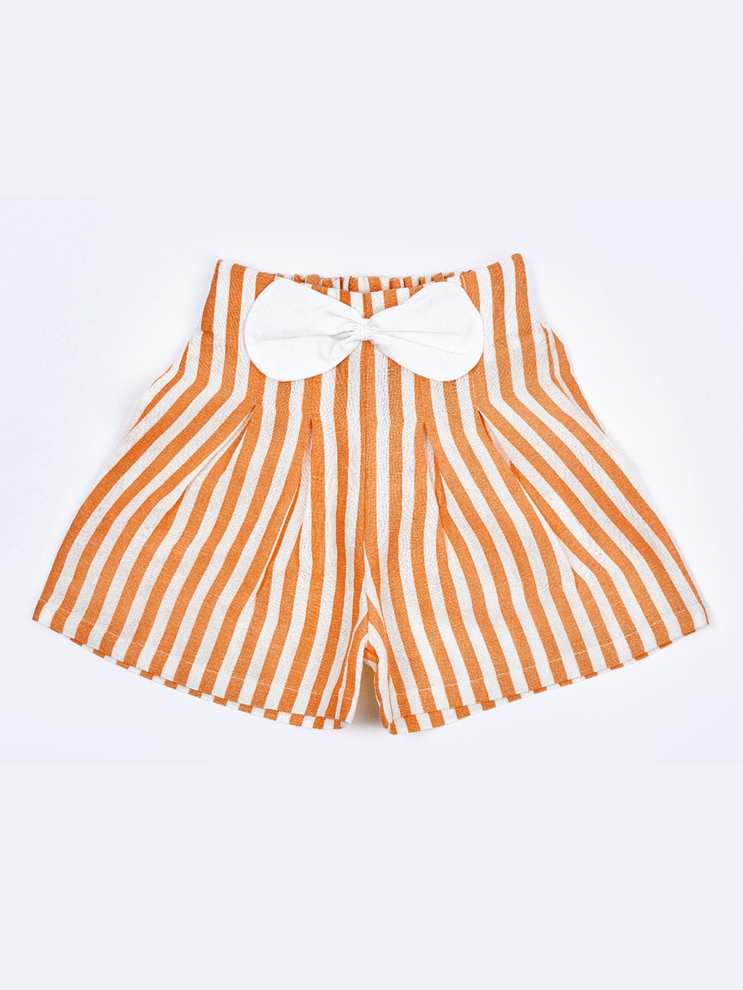

Beyabella Girls Striped Linen Shorts, Orange
