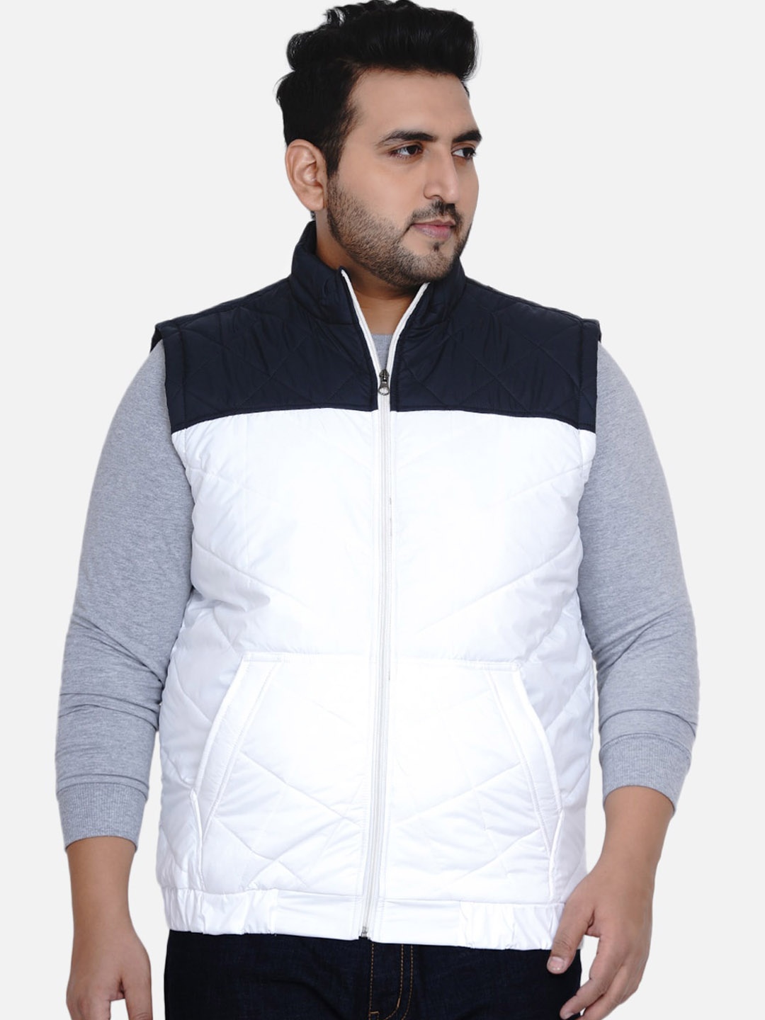 

John Pride Plus Size Colourblocked Padded Jacket, White