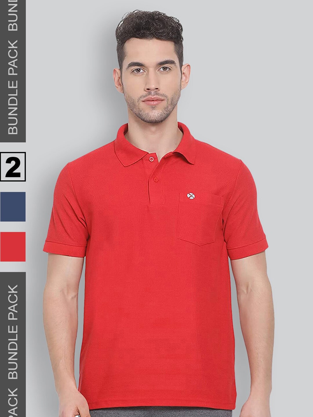 

LUX NITRO Pack of 2 Polo Collar Anti Odour T-shirt, Red