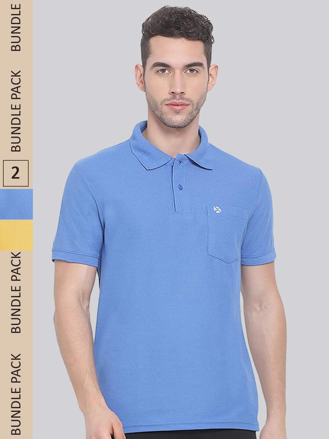 

LUX NITRO Pack of 2 Polo Collar Anti Odour T-Shirt, Blue