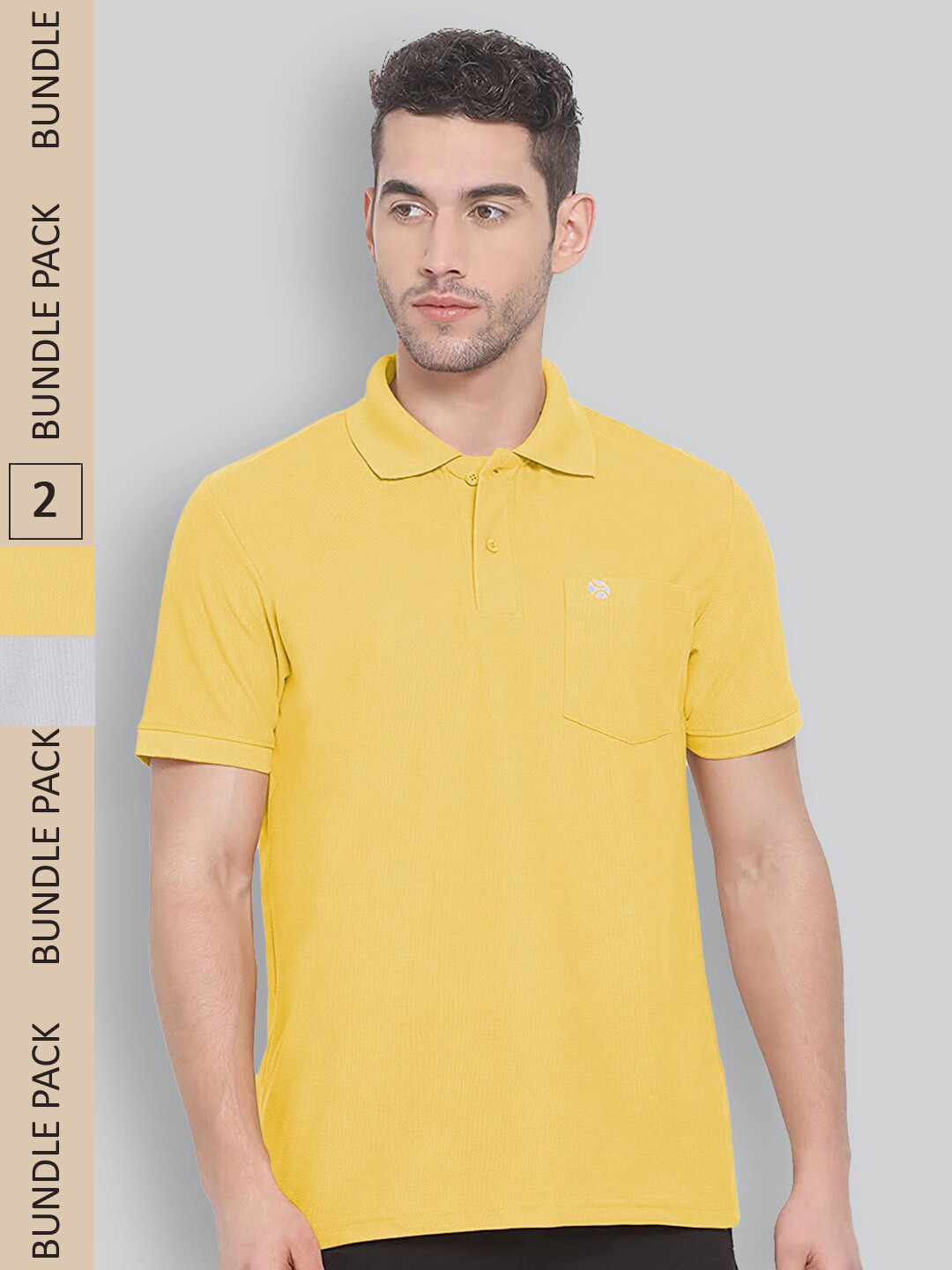 

LUX NITRO Pack of 2 Polo Collar Anti Odour Pure Cotton T-Shirt, Yellow