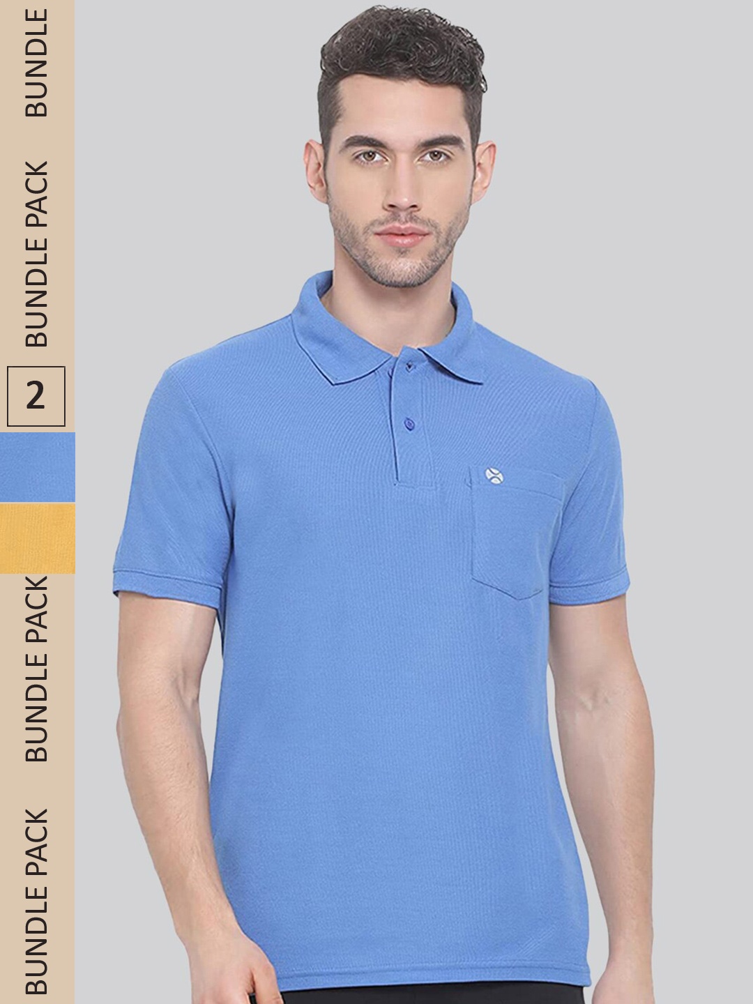 

LUX NITRO Pack Of 2 Polo Collar Anti Odour T-Shirt, Blue