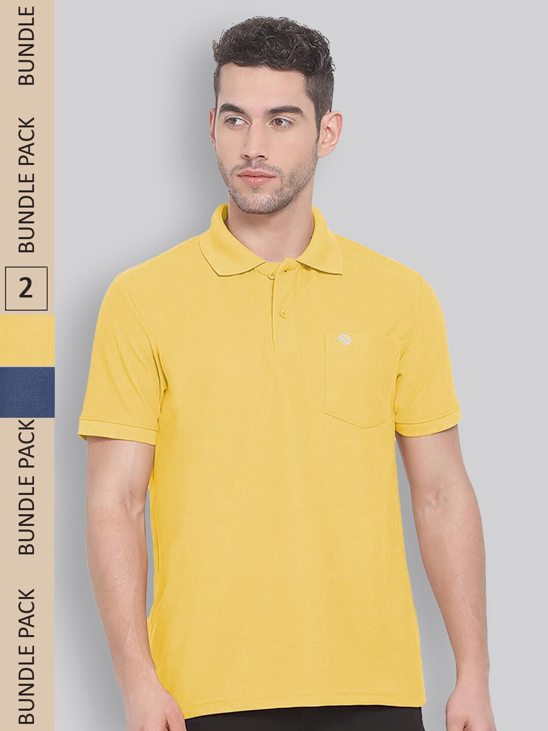 

LUX NITRO Pack of 2 Polo Collar Anti Odour Cotton Blend T-Shirt, Yellow
