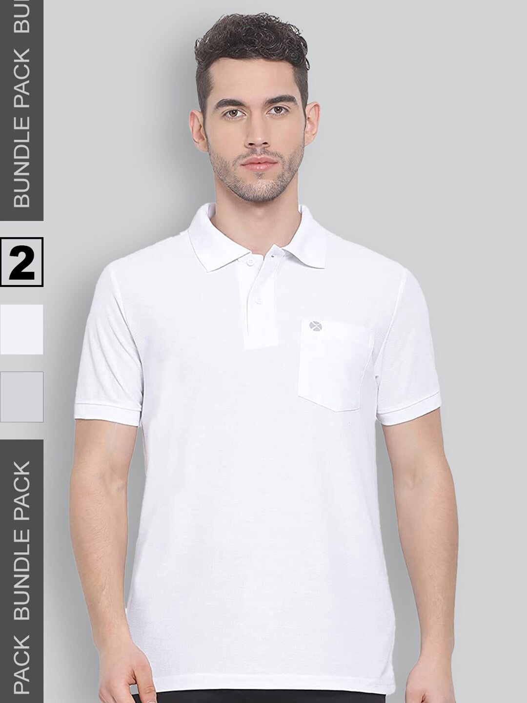 

LUX NITRO Pack of 2 Polo Collar Anti Odour Pure Cotton T-shirt, White