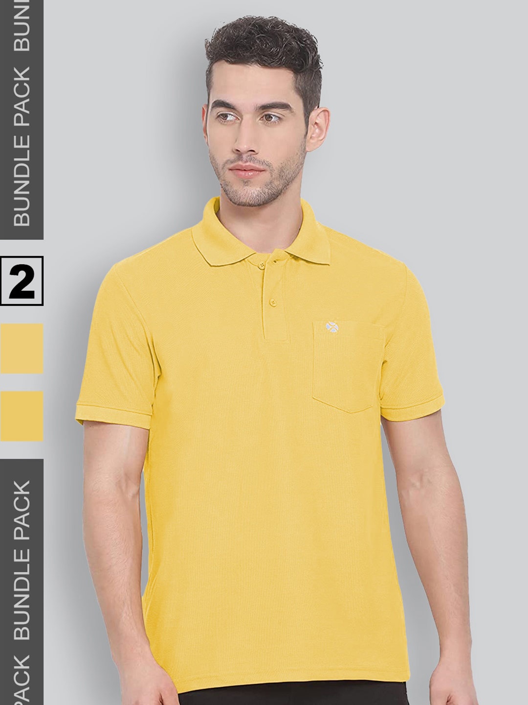 

LUX NITRO Pack of 2 Polo Collar Anti Odour T-shirt, Yellow