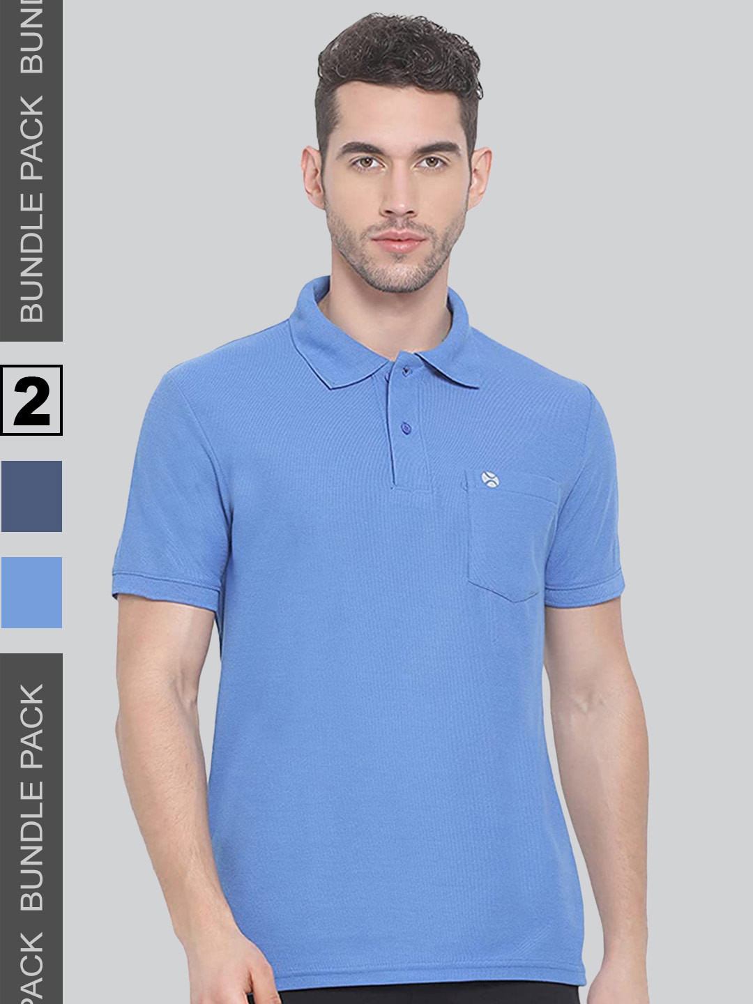 

LUX NITRO Pack of 2 Polo Collar Anti Odour T-shirt, Blue