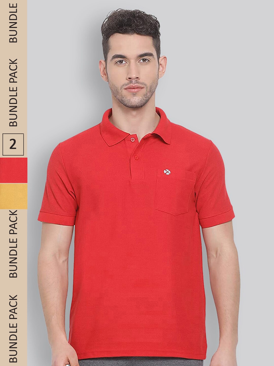 

LUX NITRO Pack Of 2 Polo Collar Anti Odour T-Shirt, Red