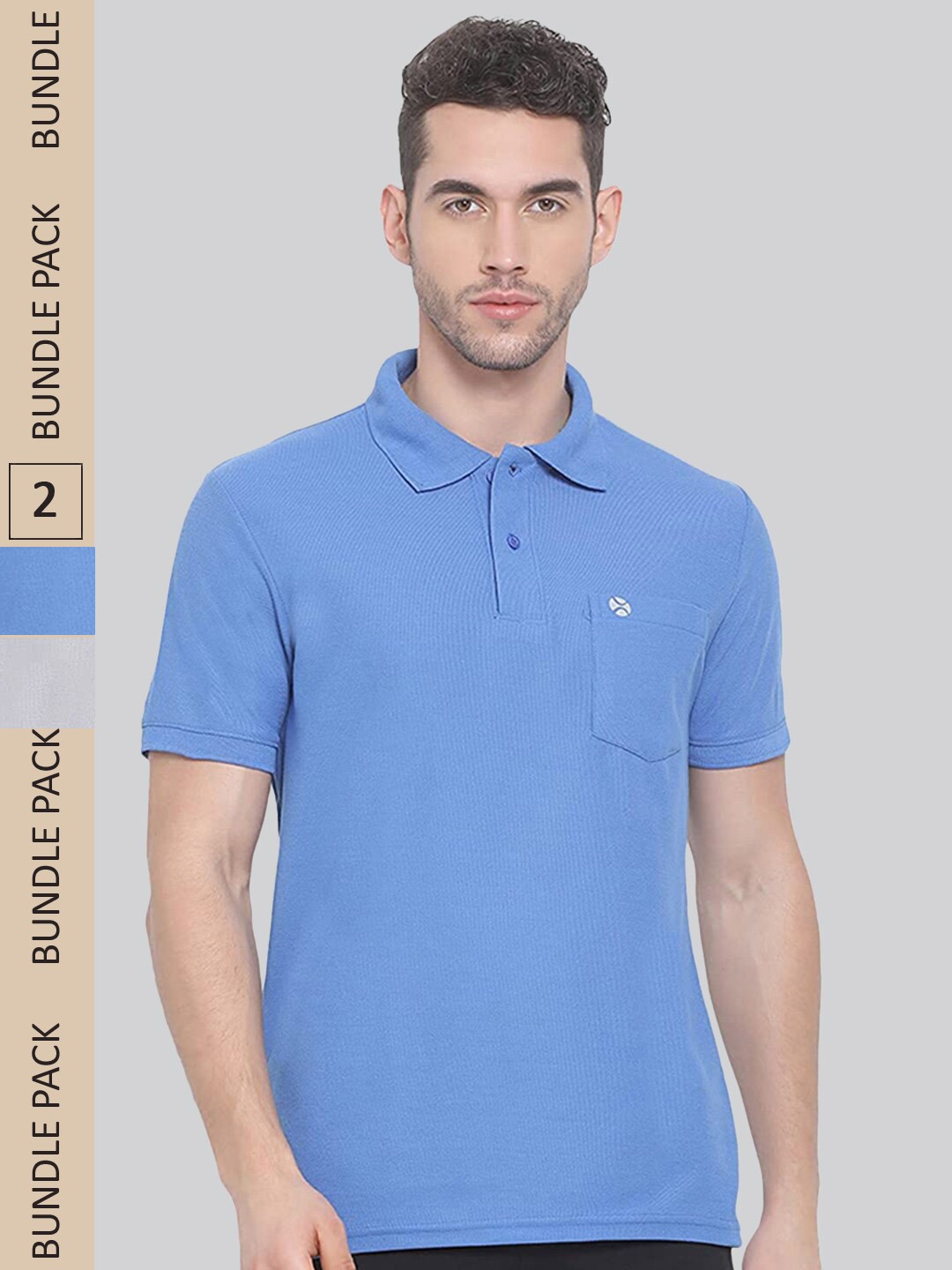 

LUX NITRO Pack Of 2 Polo Collar Cotton Anti Odour T-Shirt, Blue
