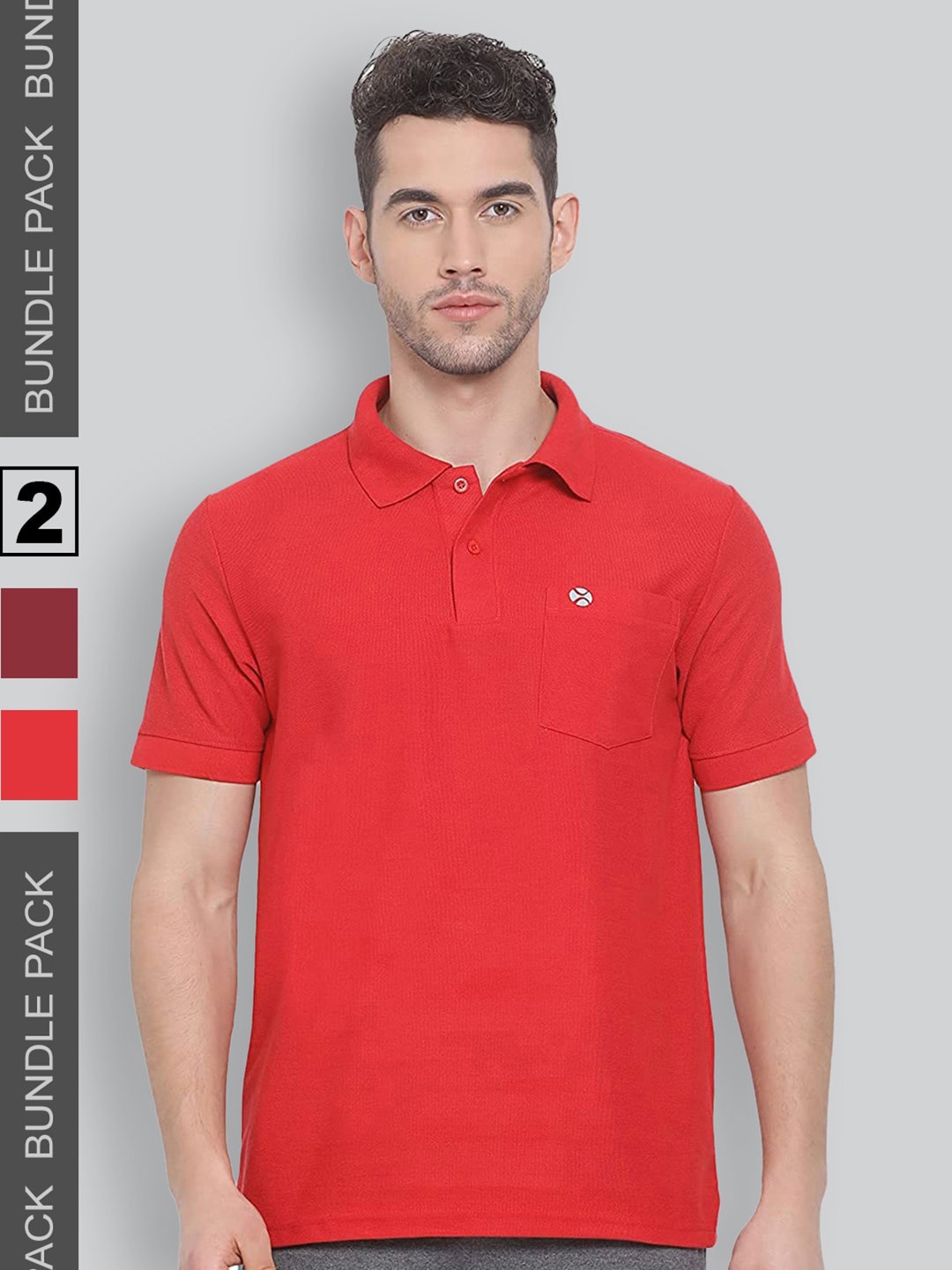 

LUX NITRO Pack of 2 Polo Collar Anti Odour T-shirt, Maroon