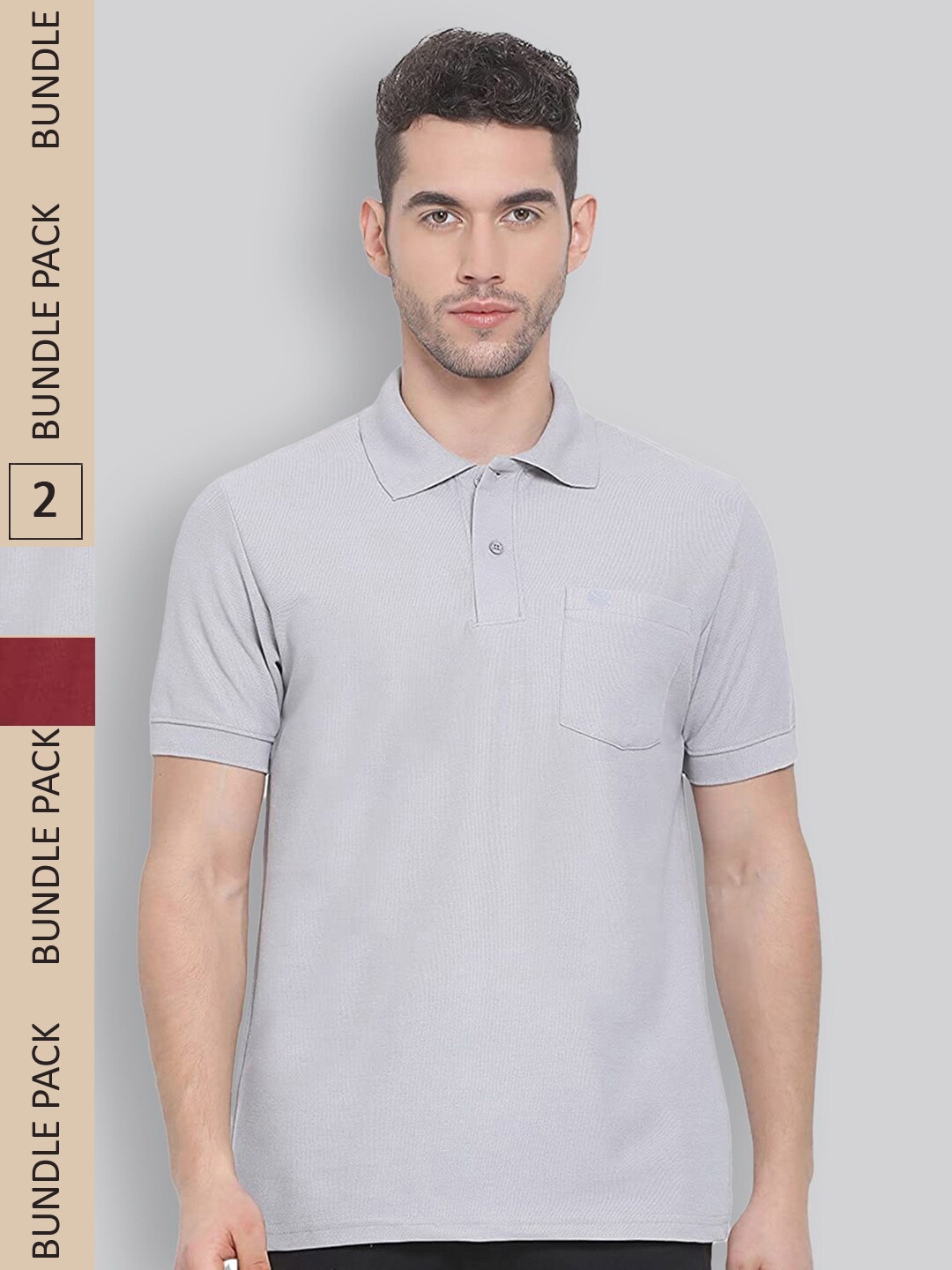 

LUX NITRO Pack of 2 Polo Collar Anti Odour Pure Cotton T-Shirt, Maroon