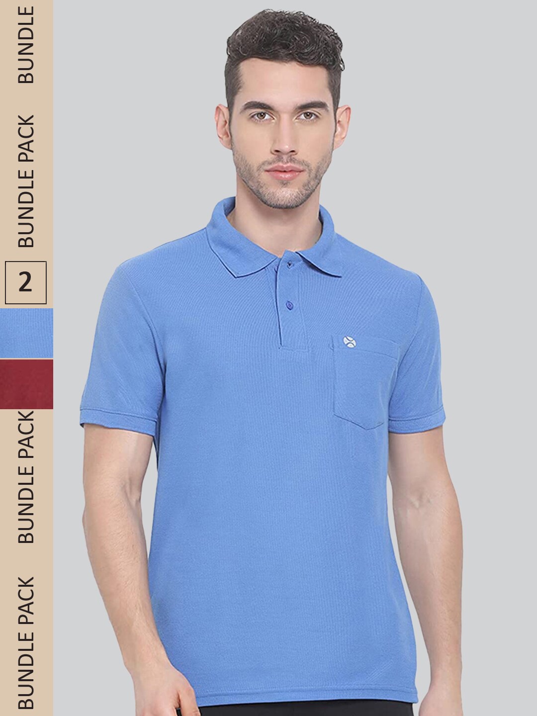 

LUX NITRO Pack Of 2 Polo Collar Anti Odour T-shirt, Blue