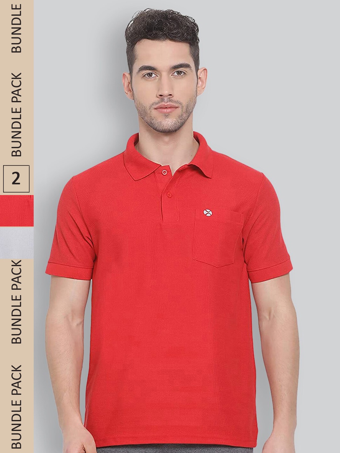 

LUX NITRO Pack Of 2 Polo Collar Anti Odour T-shirts, Red