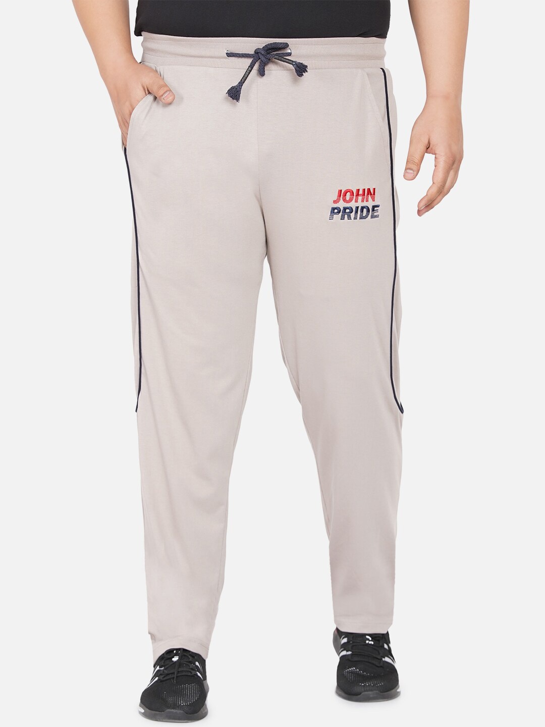 

John Pride Men Plus Size Regular Fit Cotton Track Pants, Grey