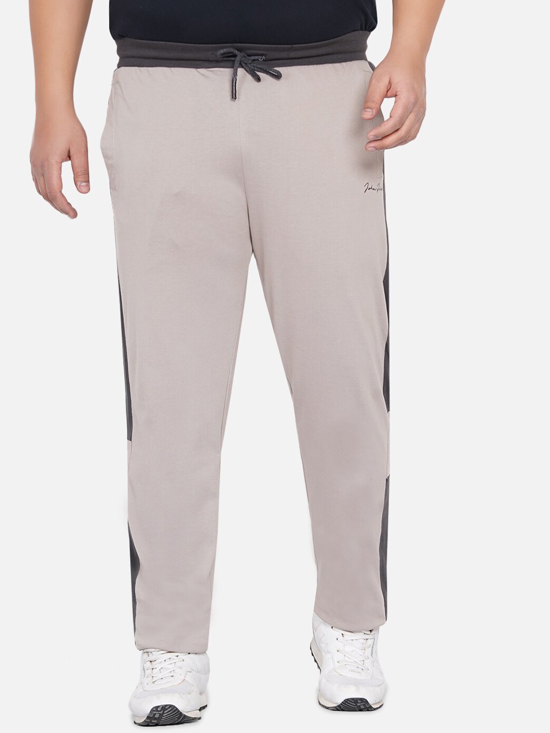 

John Pride Men Plus Size Relaxed Fit Cotton Track Pants, Grey