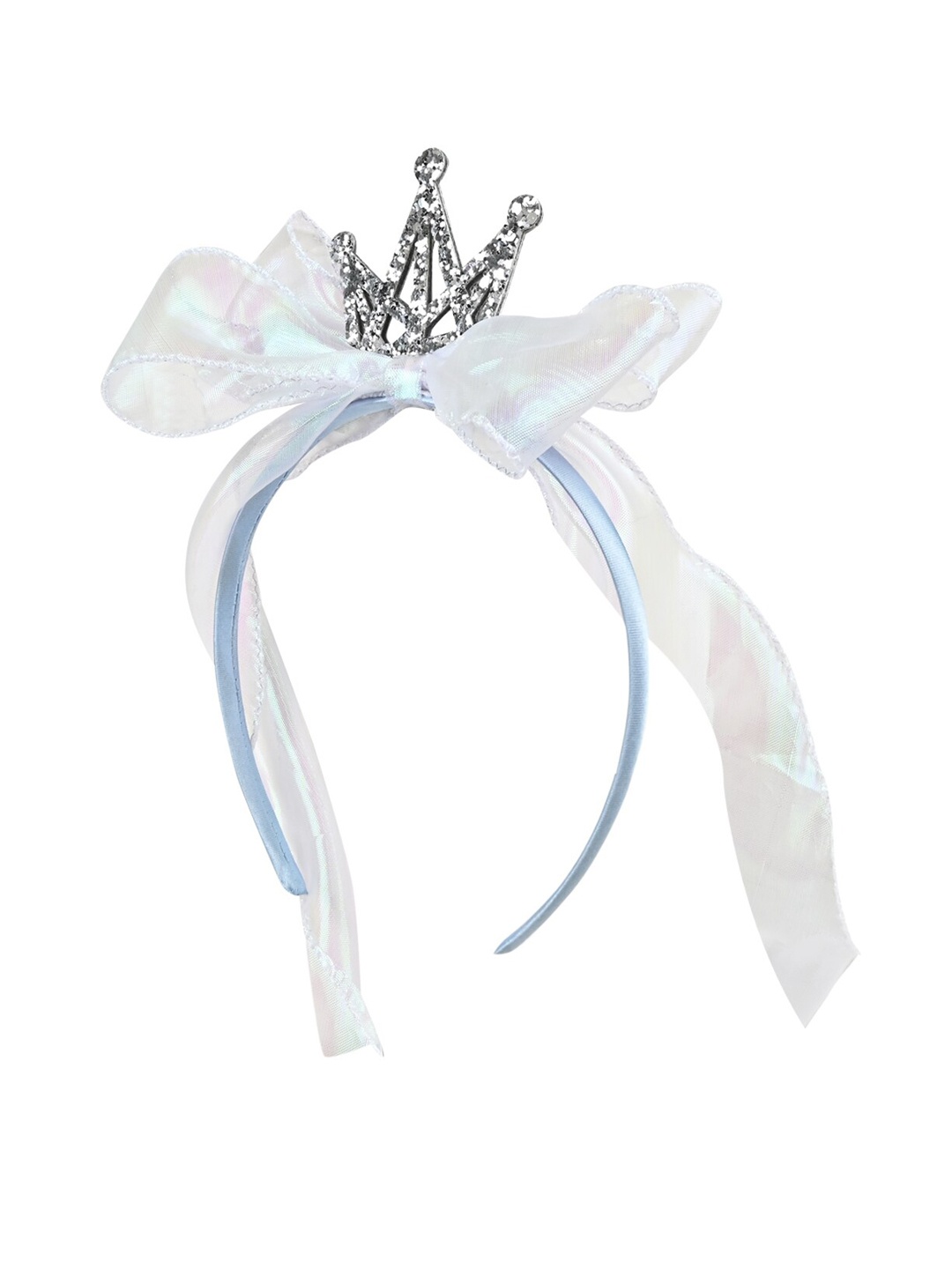 

Aye Candy Kids Girls Bow Embellished Tulle Crown Hairband, Blue