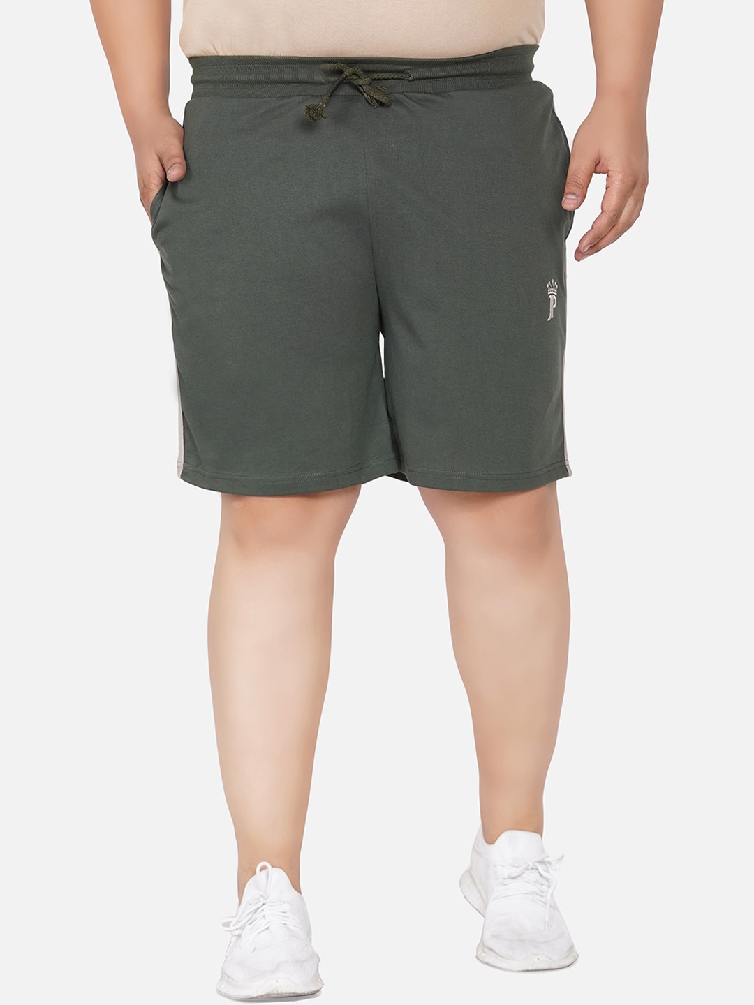 

John Pride Men Plus Size Cotton Regular Fit Mid-Rise Shorts, Olive