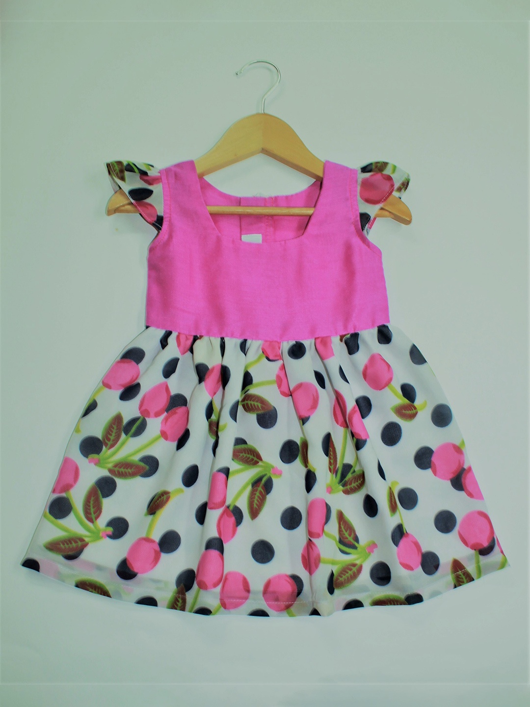 

MANY FROCKS & Girls Polka Dot Printed Fit & Flare Dress, Pink