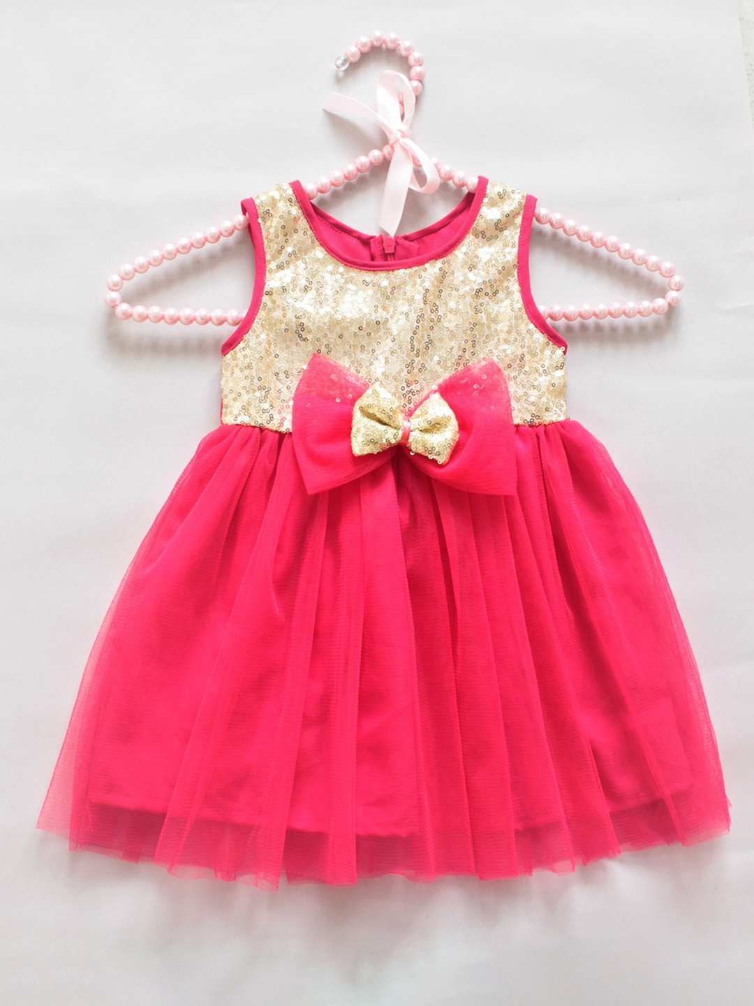 

MANY FROCKS & Net Ethnic Fit & Flare Dress, Pink