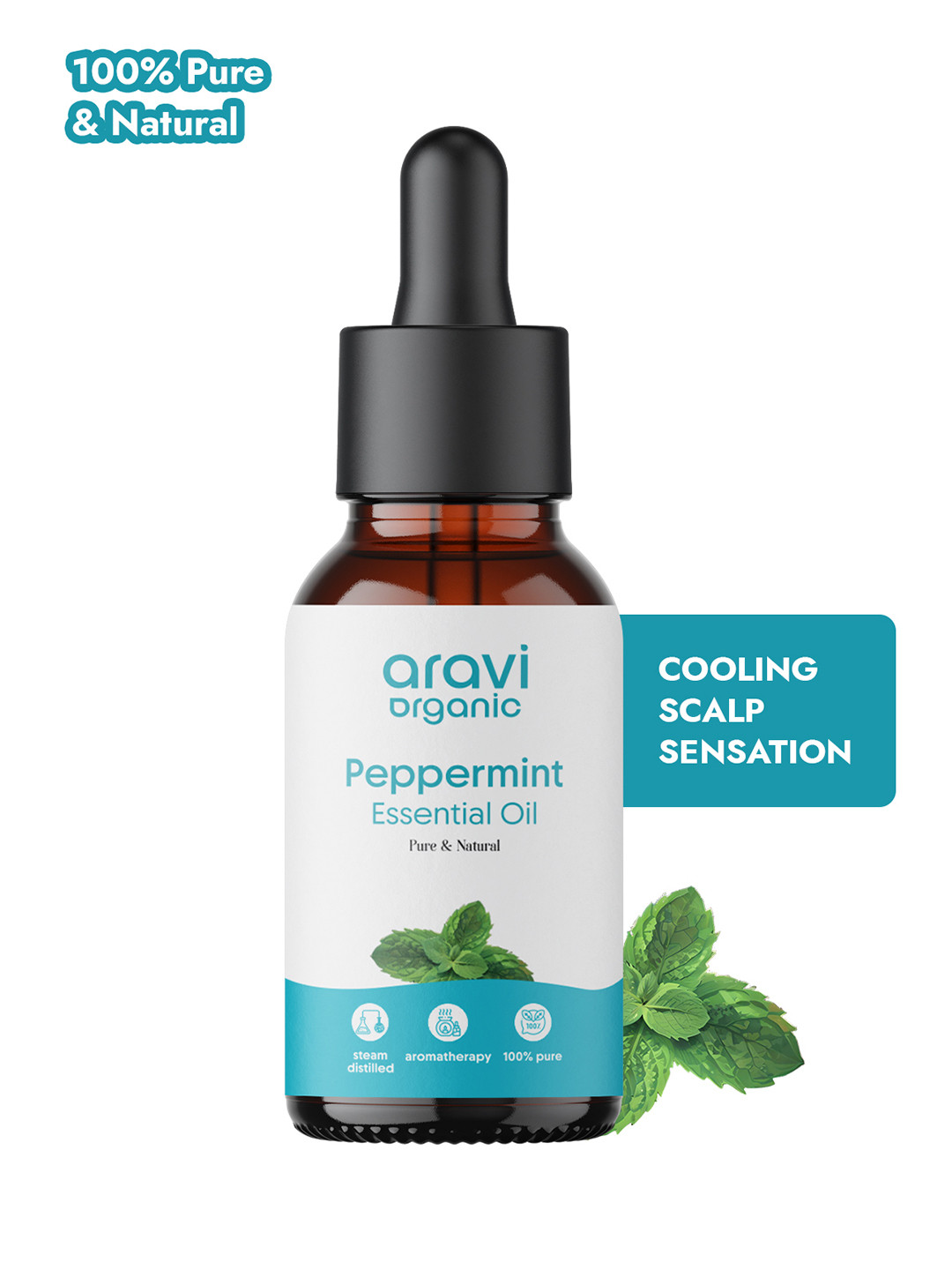 

Aravi Organic 100% Pure Peppermint Essential Oil for Hair Growth & Hair Fall Control-15 ml, Transparent