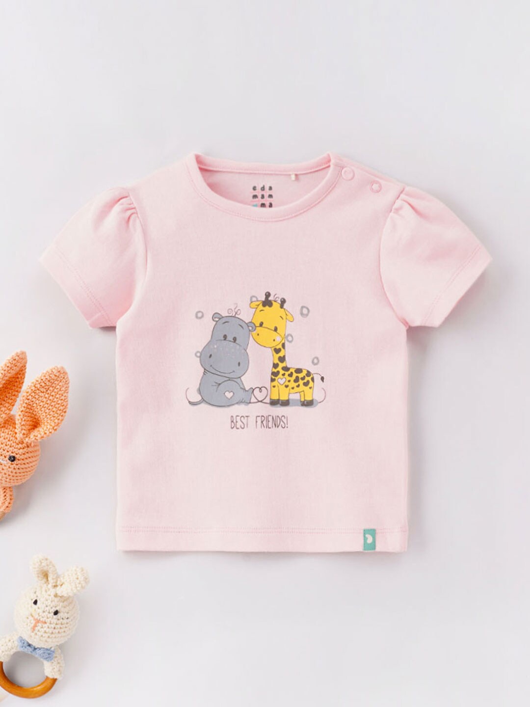 

Ed-a-Mamma Baby Girls Graphic Printed Cotton T-shirt, Pink