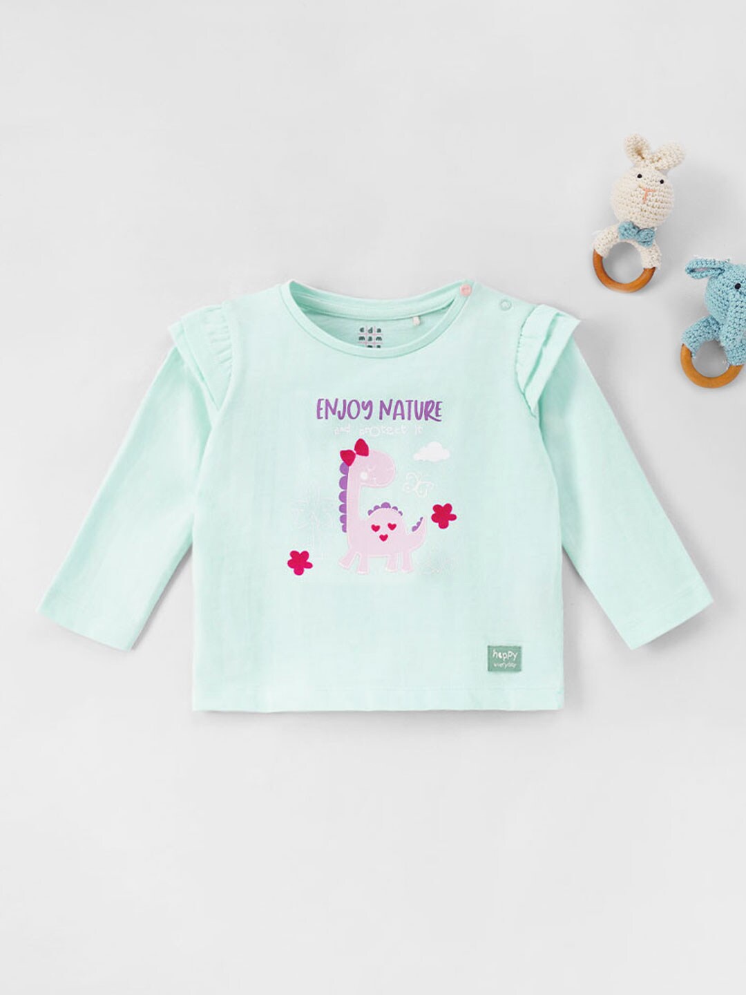 

Ed-a-Mamma Baby Girls Typography Printed Long Sleeves Cotton T-shirt, Blue