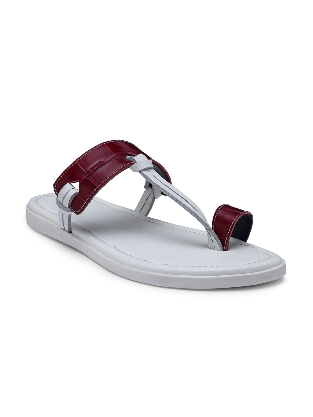 

BEAVER Men One Toe Leather Comfort Sandals, Burgundy