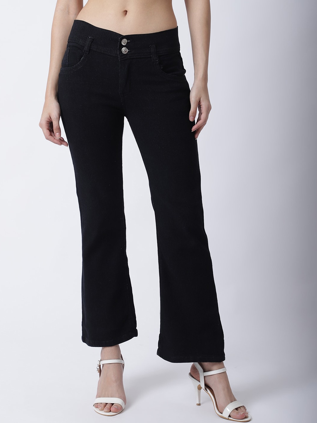 

Jinfo Women Denim Bootcut Stretchable Jeans, Black
