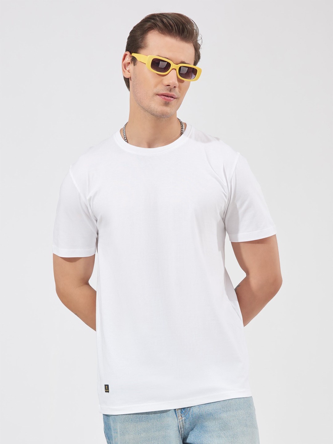 

Maniac Men Short Sleeves Pure Cotton Slim Fit T-shirt, White