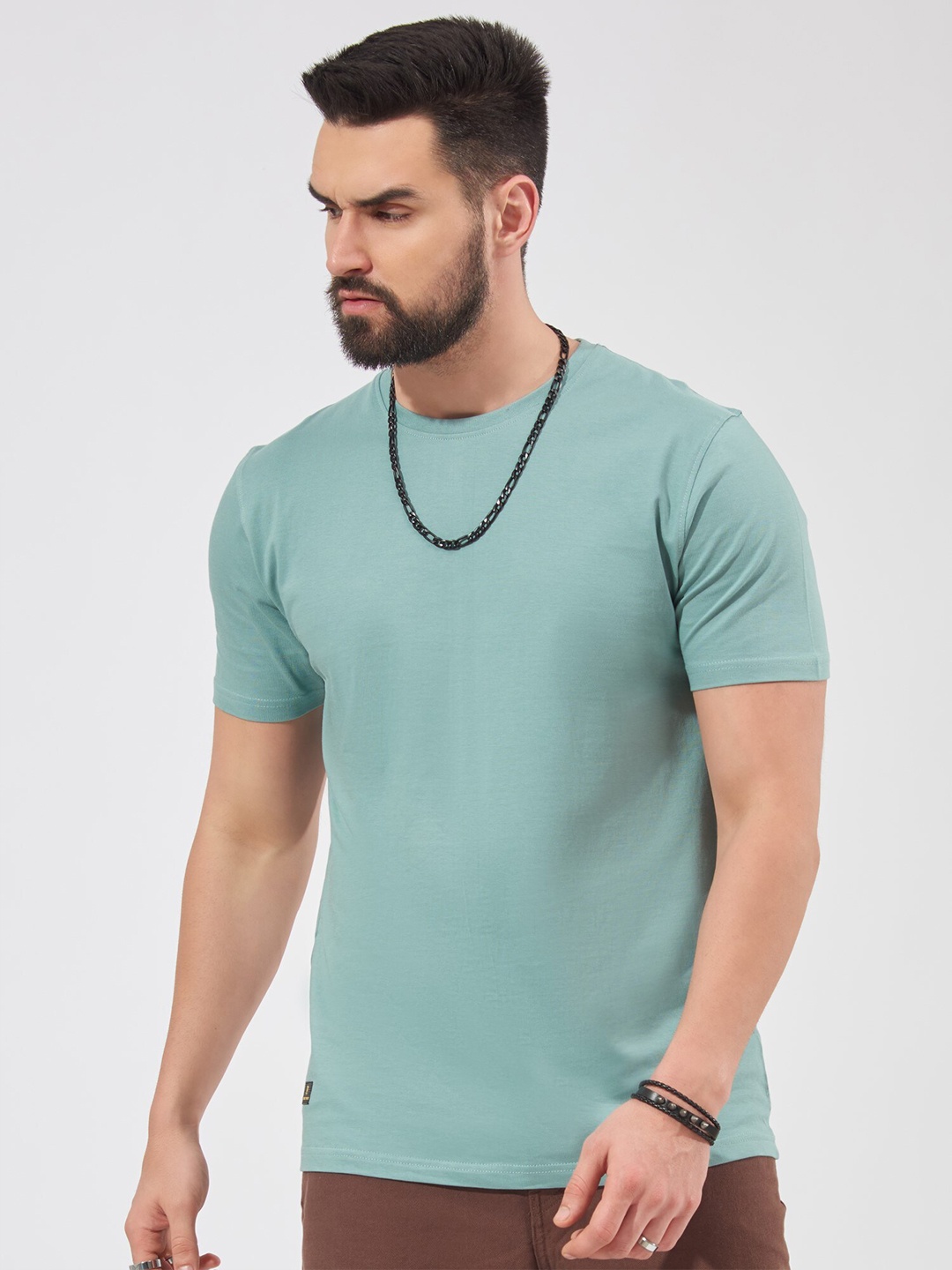 

Maniac Round Neck Pure Cotton Slim Fit T-shirt, Green